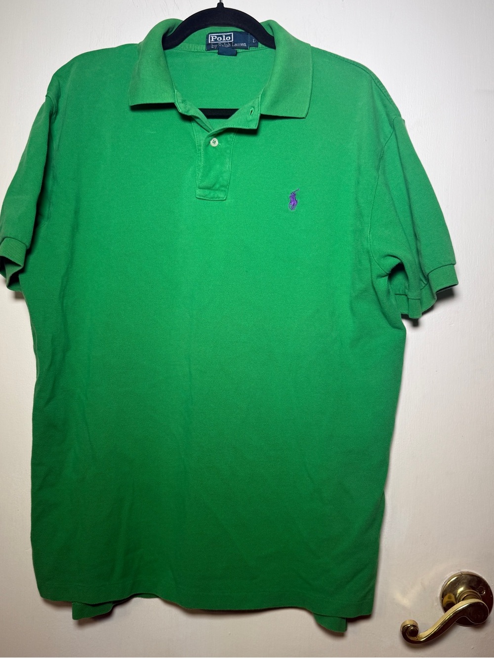 Polo Ralph Lauren Men's Kelly Green Polo with Purple Pony Mens Large